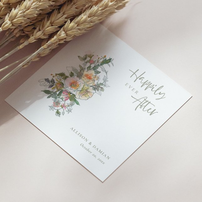 Serviette En Papier Célébrez l'Amour ! Mariage Fleur sauvage personnal (Celebrate Love! Personalized Wildflower Wedding Napkins)