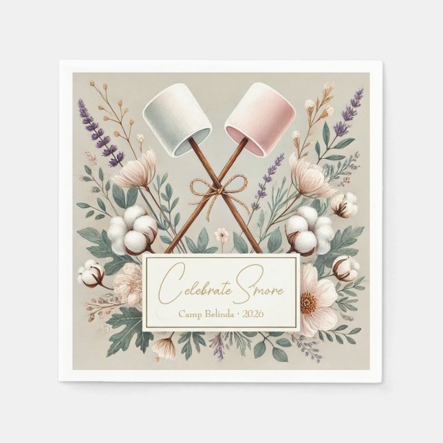 Serviette En Papier Célébrez une fête de mariage rustique avec des S'm (Devant)