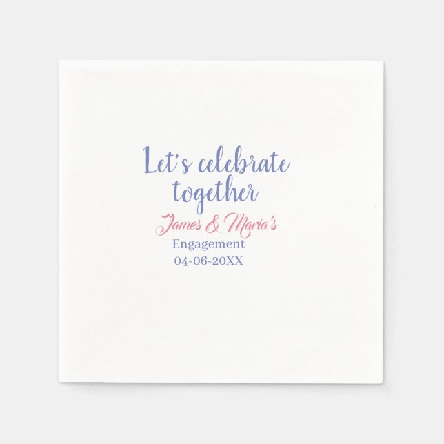 Serviette En Papier Célébrons ensemble la fête de fiançailles nom date (Devant)