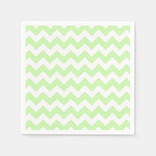 Serviette En Papier Celery Green, White Chevron Zig Zag Pattern