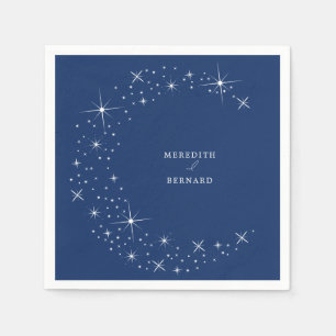 Serviette En Papier Céleste Elegant Lune Marine Mariage bleu Napkin