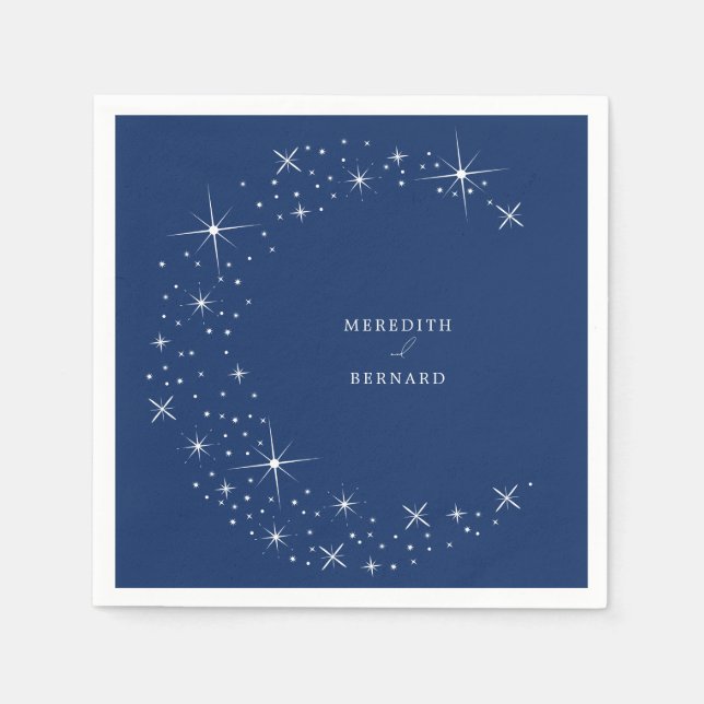 Serviette En Papier Céleste Elegant Lune Marine Mariage bleu Napkin (Devant)