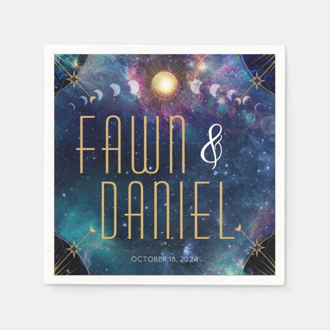 Serviette En Papier Céleste Lune Phase Mariage serviettes (Devant)