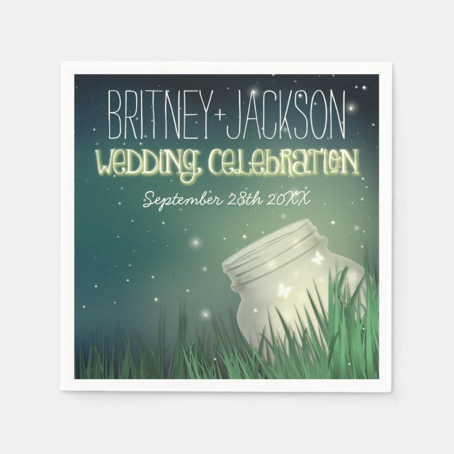 Serviette En Papier Céleste Mason Jar Firefly Mariage serviettes (Devant)