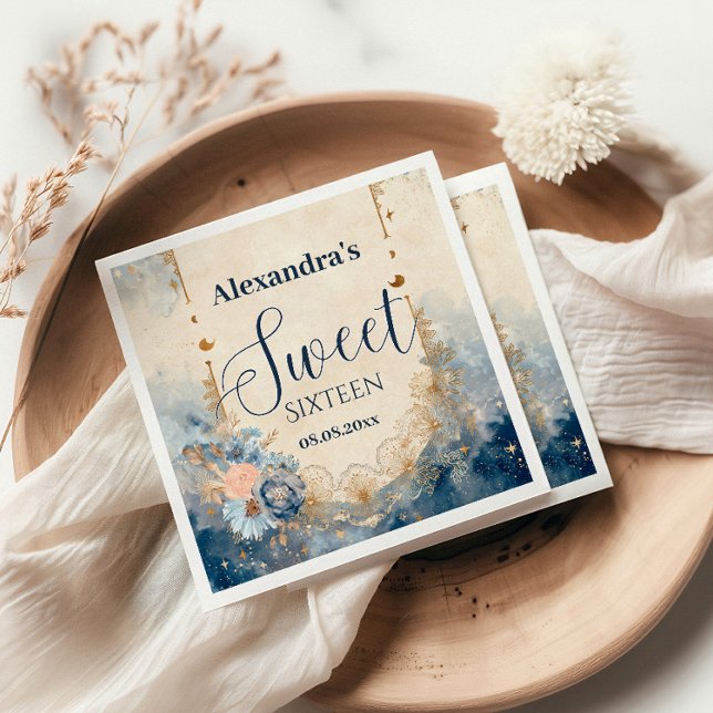 Serviette En Papier Celestial Floral Art Nouveau Sweet Sixteen (Créateur téléchargé)