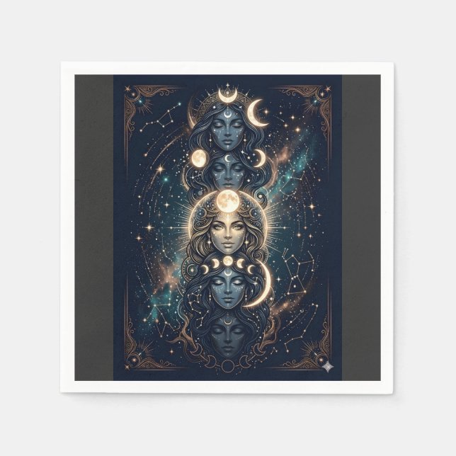 Serviette En Papier Celestial Moon Goddess Mystical  (Devant)