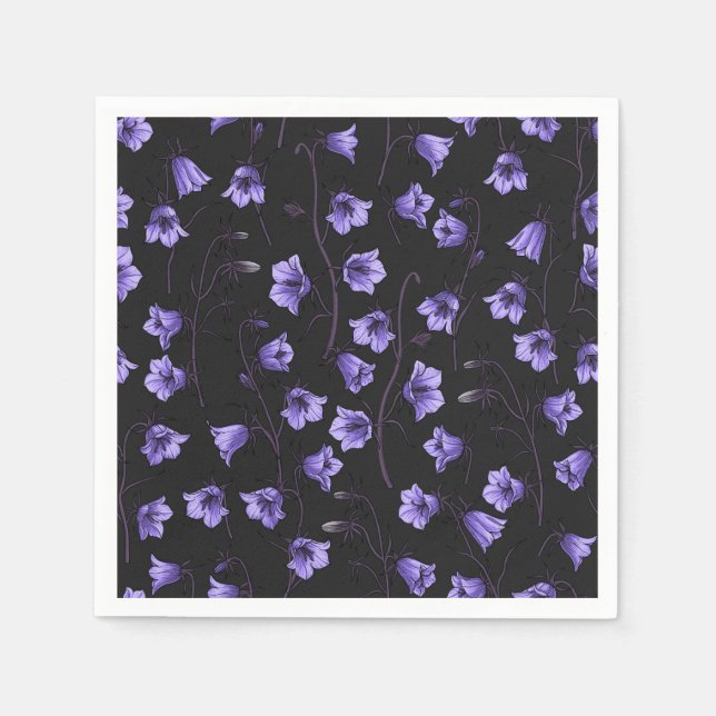 Serviette En Papier Cellules bleues de minuit, cloches, Bellflowers (Devant)