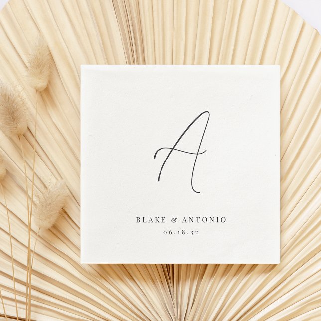 Serviette En Papier Cendre | Élégant Mariage de script de ligne mince (Créateur téléchargé)