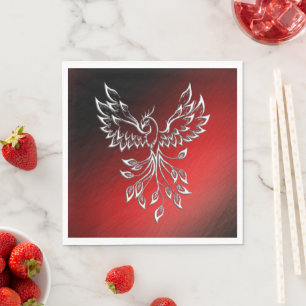 Serviette En Papier Cendres noires rouges et Phoenix