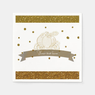 Serviette En Papier Cendrillon Carriage Gold Parties scintillant Dots