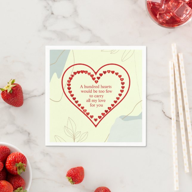 Serviette En Papier Cent Coeurs, Saint Valentin (En situation)