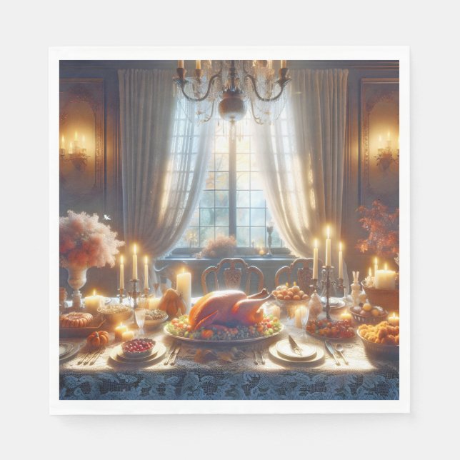 Serviette En Papier Centre Thankesgiving Turkey (Devant)