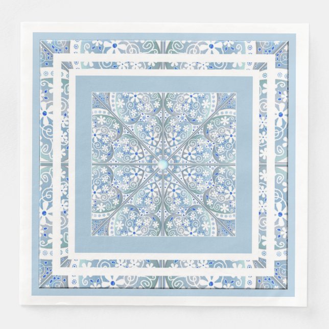Serviette En Papier Céramique Lace bleu clair (Devant)