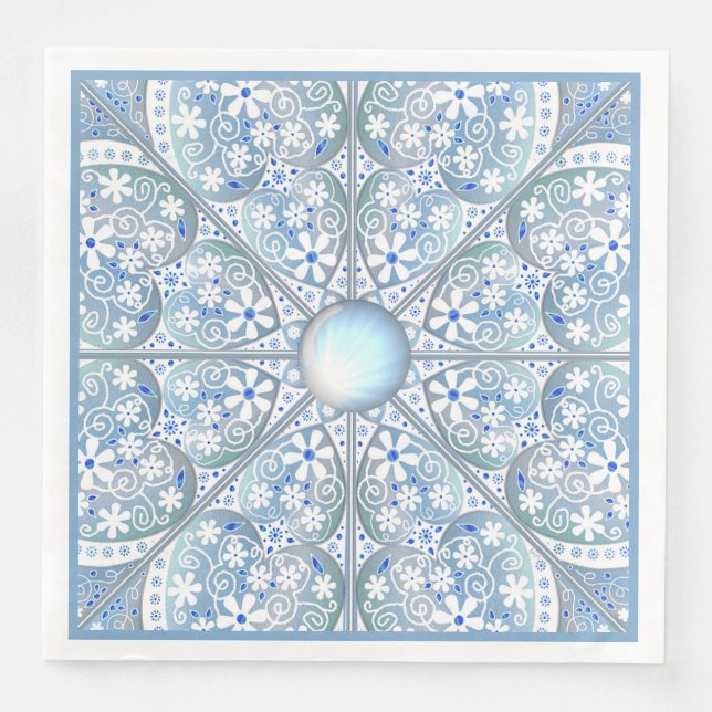 Serviette En Papier Céramique Lace bleu clair (Devant)