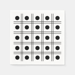 Serviette En Papier Cercle à pois à motif à carreaux noir et blanc