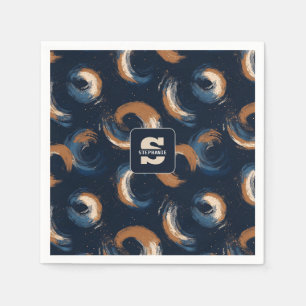 Serviette En Papier Cercle bleu et Brown sur Arrière - plan foncé