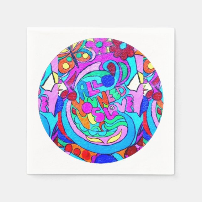 Serviette En Papier cercle d'amour super hippie (Devant)