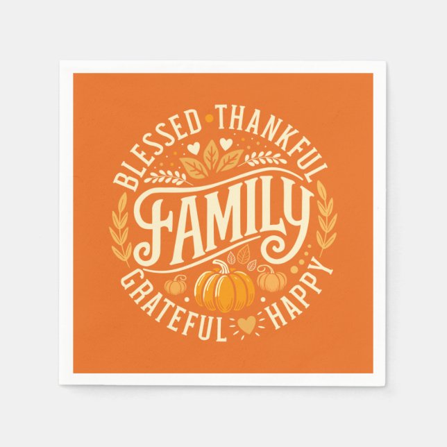 Serviette En Papier Cercle de gratitude – Icônes d'automne (Devant)