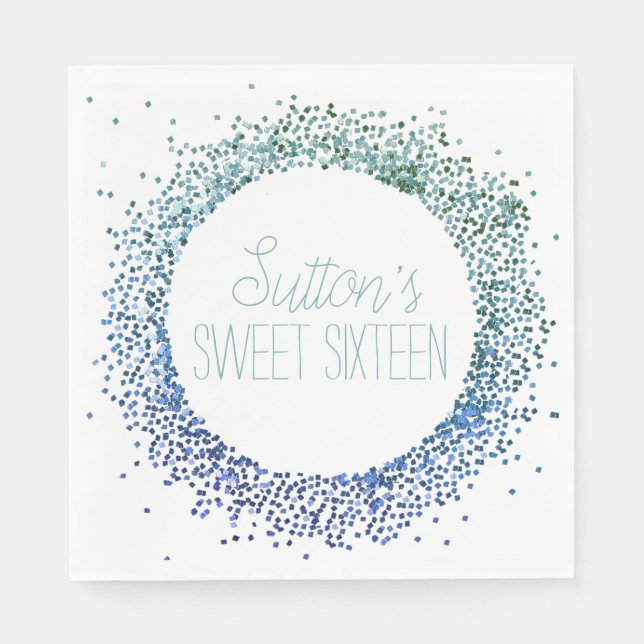 Serviette En Papier Cercle de Parties scintillant bleu (Devant)