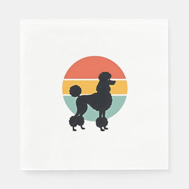 Serviette En Papier Cercle de silhouette de chien rétro coucher de sol (Devant)