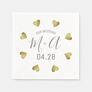 Serviette En Papier Cercle romantique des Coeurs Amour Mariage