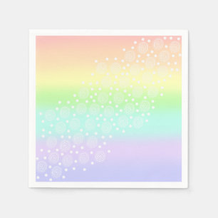 Serviette En Papier Cercles arc-en-ciel pastel dans des cercles