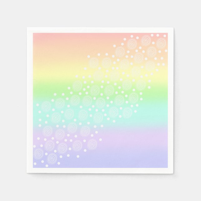 Serviette En Papier Cercles arc-en-ciel pastel dans des cercles (Devant)