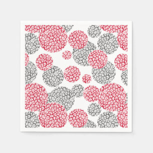Serviette En Papier Cercles avec imprimé léopard gris et rouge
