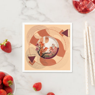Serviette En Papier Cercles Harmonieux de Fleurs d'Oranger