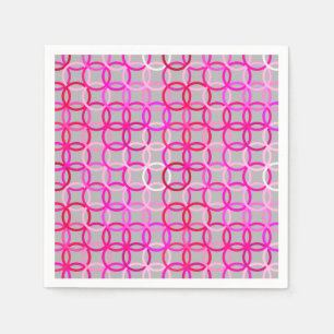Serviette En Papier Cercles Modernes de milieu de siècle, rose, magent