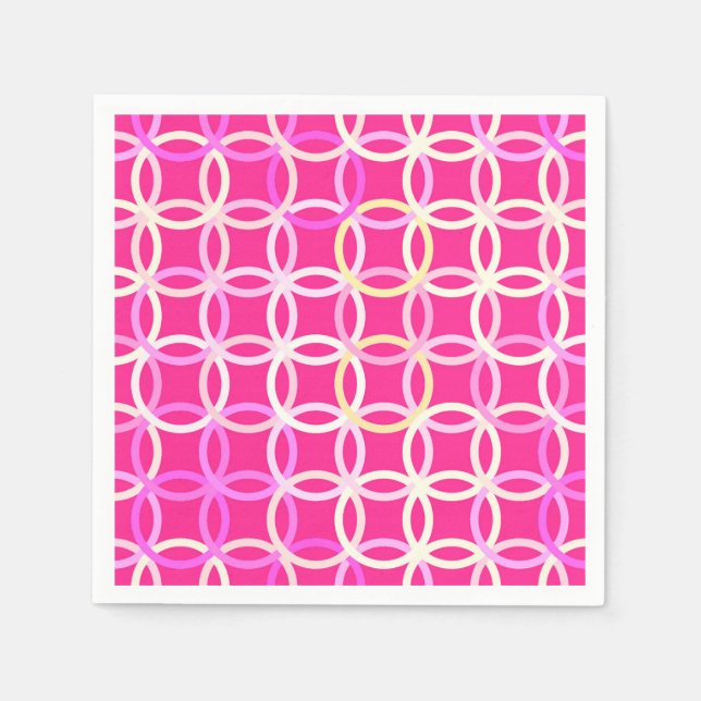 Serviette En Papier Cercles modernes du milieu du siècle, Fuchsia Pnk  (Devant)