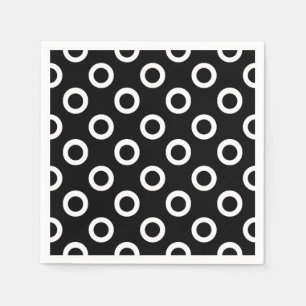 Serviette En Papier Cercles noirs et blancs modernes Cocktail serviett