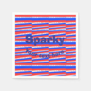 Serviette En Papier Cercles Rayures Bleu Blanc Rouge