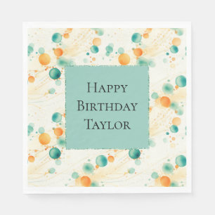 Serviette En Papier Cercles Tangerins Turquoise