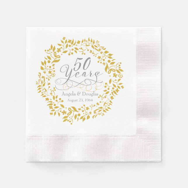 Serviette En Papier Cérémonie d'or du 50e anniversaire du Mariage pers (Devant)