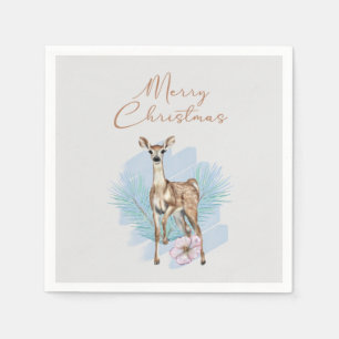 Serviette en papier cerf aquarelle Joyeux Noël