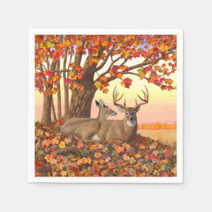 Serviette En Papier Cerf blanc en automne Nouvelle-Angleterre Couleurs