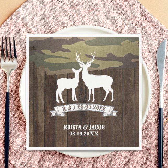 Serviette En Papier Cerf de l'Ouest La Chasse Est Finie Mariage (Western Deer The Hunt Is Over Wedding Napkins)