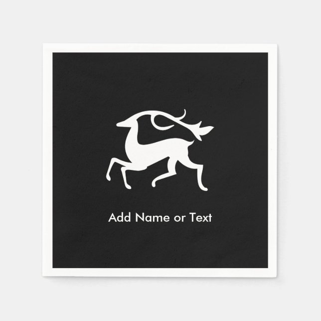 Serviette En Papier Cerf de Noël blanc stylisé (Devant)