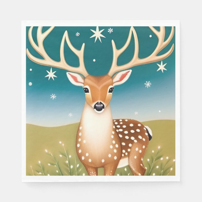 Serviette En Papier Cerf de Noël mignon (Devant)