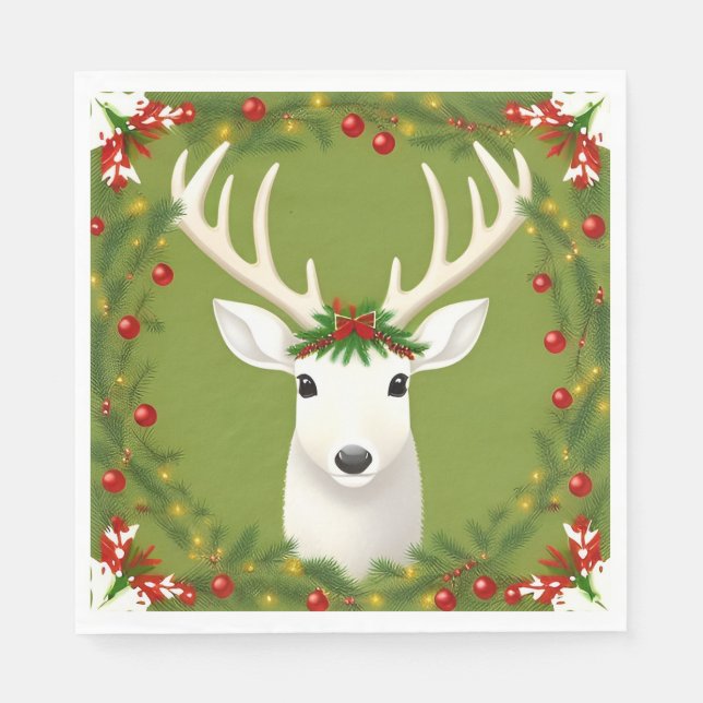 Serviette En Papier Cerf de Noël mignon  (Devant)