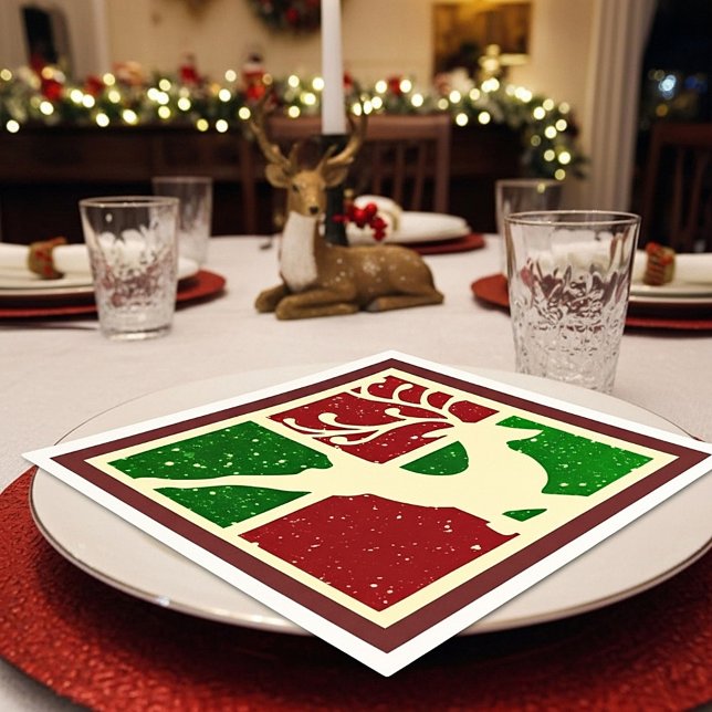 Serviette En Papier Cerf de Noël pop art (Créateur téléchargé)