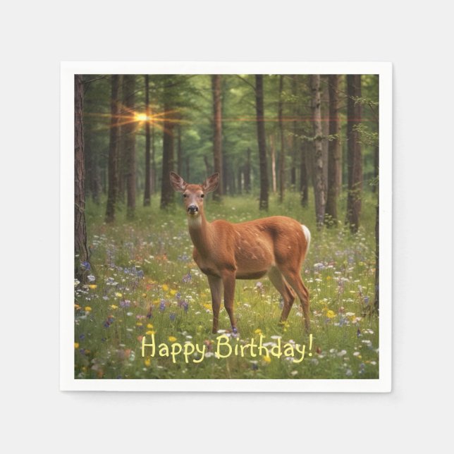 Serviette En Papier Cerf en Forêt Magique (Devant)