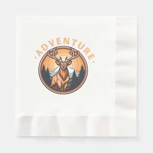 Serviette En Papier Cerf - Faune - Camping - Aventure (Devant)