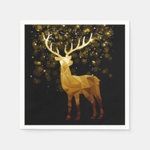 Serviette En Papier Cerf géométrique polygone doré de vacances