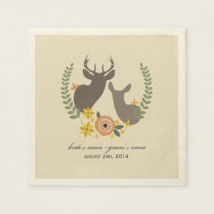 Serviette En Papier Cerf + serviettes de Mariage Floral Orange