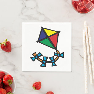 Serviette En Papier Cerf-volant géométrique coloré avec queue en ruban