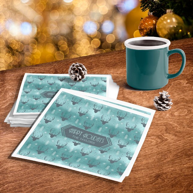 Serviette En Papier Cerfs Antlers Flèches Motif de Noël ID Turquoise86 (Créateur téléchargé)