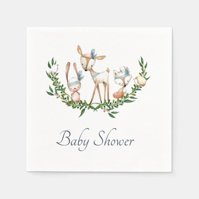 Serviette En Papier Cerfs aquarelle mignons  (Devant)