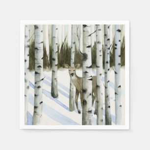 Serviette En Papier Cerfs communs en chutes de neige